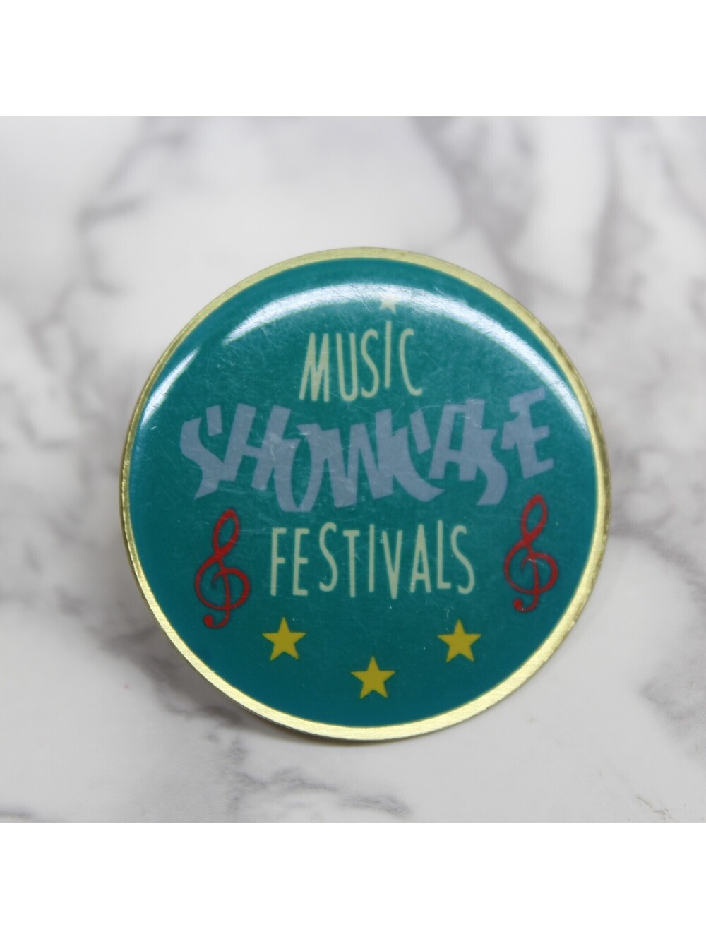 Music Showcase Festivals Enamel Lapel Pin Round Blue